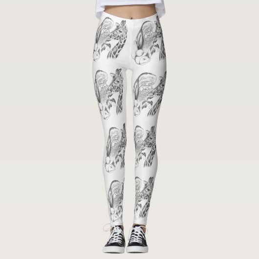 WeihnachtsGiraffe und Weihnachtsmann Leggings (Vorderseite)