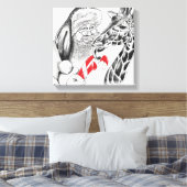 WeihnachtsGiraffe und Weihnachtsmann Leinwanddruck (Insitu (Schlafzimmer))