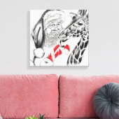 WeihnachtsGiraffe und Weihnachtsmann Leinwanddruck (Insitu (Wohnzimmer))