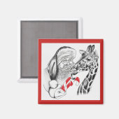 WeihnachtsGiraffe und Weihnachtsmann Magnet (Vorderseite/Rückseite)