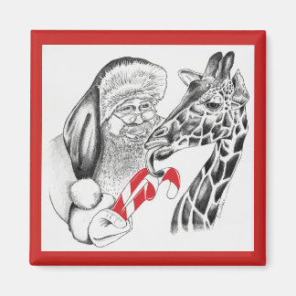 WeihnachtsGiraffe und Weihnachtsmann Magnet