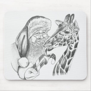 WeihnachtsGiraffe und Weihnachtsmann Mousepad
