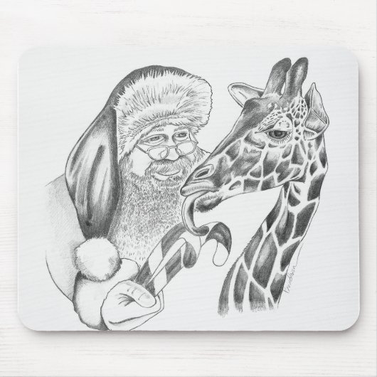 WeihnachtsGiraffe und Weihnachtsmann Mousepad (Vorne)
