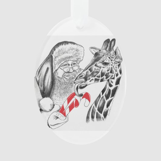 WeihnachtsGiraffe und Weihnachtsmann Ornament (Vorderseite)