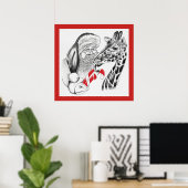 WeihnachtsGiraffe und Weihnachtsmann Poster (Heimbüro)