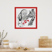 WeihnachtsGiraffe und Weihnachtsmann Poster (Küche)