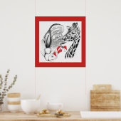 WeihnachtsGiraffe und Weihnachtsmann Poster (Küche)