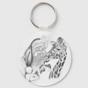 Weihnachtsgiraffe und Weihnachtsmann Schlüsselanhänger