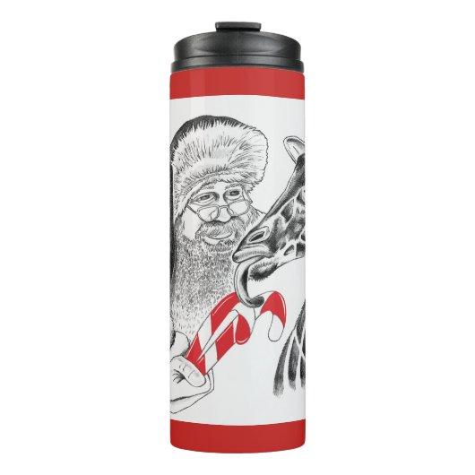 WeihnachtsGiraffe und Weihnachtsmann Thermosbecher (Vorderseite)