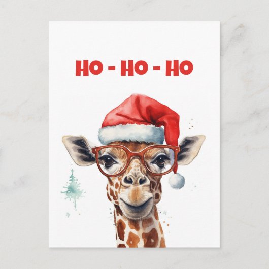 WeihnachtsGiraffe Watercolor Postkarte (Vorderseite)