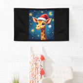 WeihnachtsGiraffe Weihnachtsmannmütze Starry Night Banner (Insitu)