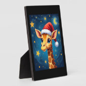 WeihnachtsGiraffe Weihnachtsmannmütze Starry Night Fotoplatte (Seite)