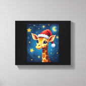 WeihnachtsGiraffe Weihnachtsmannmütze Starry Night Leinwanddruck (Vorderseite)