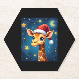 WeihnachtsGiraffe Weihnachtsmannmütze Starry Night Untersetzer