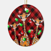Weihnachtsgiraffen kariert schwarz keramik ornament (Links)