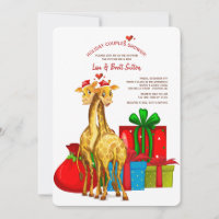 Weihnachtsgiraffen-Paar-Duschen-Einladung