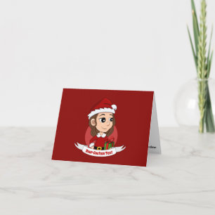 Weihnachtsgirl mit braunen welligen Haaren Karte