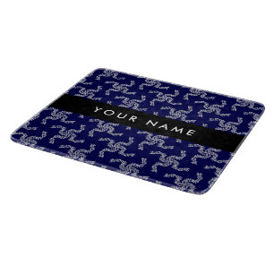 Weihnachtsgirlande, Blau, Ihr Name, Personalisiere Schneidebrett
