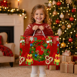 Weihnachtsgirlande Lebkuchen-Geschenktasche Große Geschenktüte