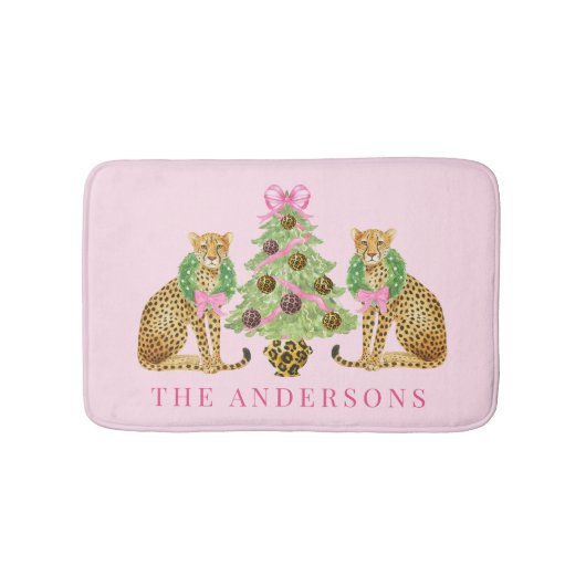 Weihnachtsgirlande Leopard Badematte (Vorderseite)