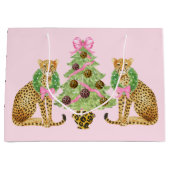 Weihnachtsgirlande Leopard Große Geschenktüte (Vorderseite)