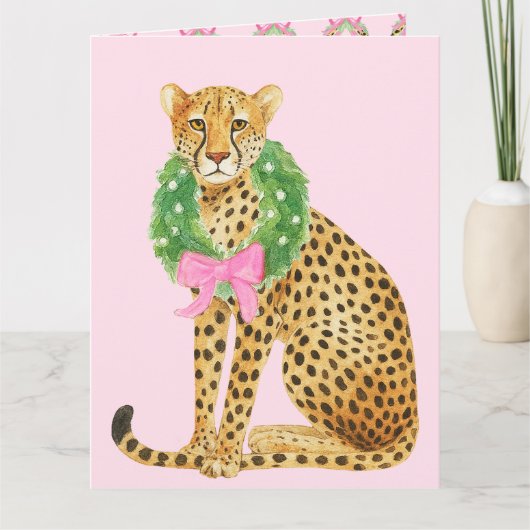 Weihnachtsgirlande Leopard Karte (Vorderseite)