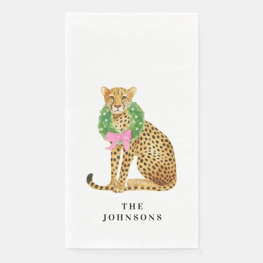 Weihnachtsgirlande Leopard Serviette (Vorderseite)