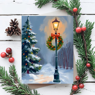Weihnachtsgirlande Lichtmast Baum Feiertagskarte