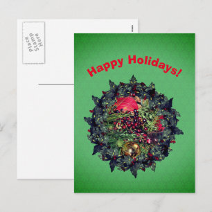 Weihnachtsgirlande mit Kugeln und Perlen  Feiertagspostkarte