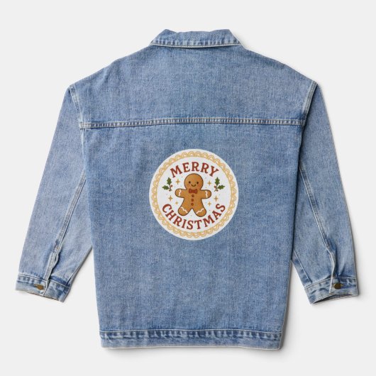 Weihnachtsgirlande mit Lebkuchenmann Jeansjacke (Rückseite)