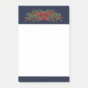 Weihnachtsgirlande mit roter Schleife und Christba Post-it Klebezettel