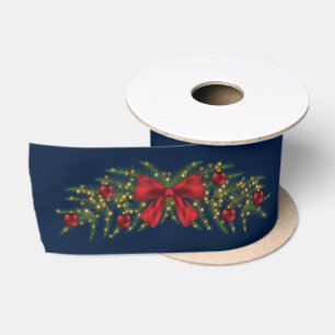 Weihnachtsgirlande mit roter Schleife und Christba Satinband