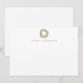 Weihnachtsgirlande mit Wasserfarben & roter Schlei Mitteilungskarte (Vorne/Hinten)