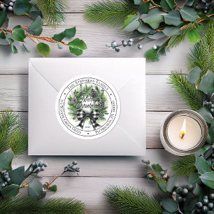 Weihnachtsgirlande Schleife Frohe Weihnachten Rück Runder Aufkleber
