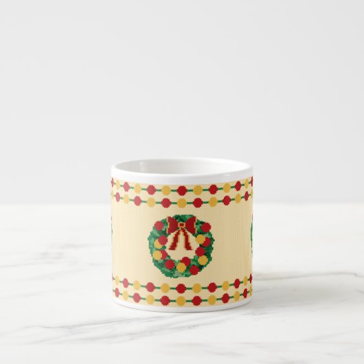 Weihnachtsgirlande Strick Espressotasse (Vorderseite)