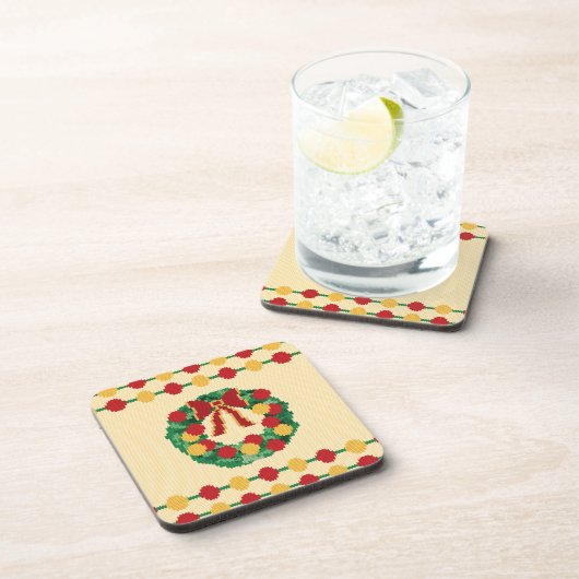 Weihnachtsgirlande Strickmuster Getränkeuntersetzer (Rechte Seite)