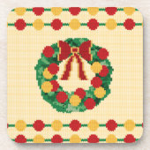 Weihnachtsgirlande Strickmuster Getränkeuntersetzer (Vorderseite)