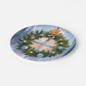Weihnachtsgirlande Wasserfarben Pappteller (Schrägansicht)