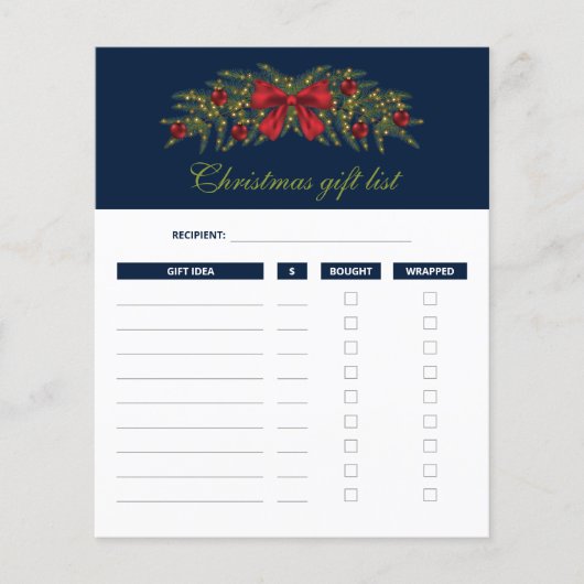 Weihnachtsgirlande - Weihnachtsgeschenkliste Pläne (Vorderseite)