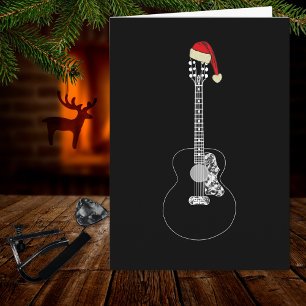 Weihnachtsgitarre cool minimalist schwarz und weiß karte