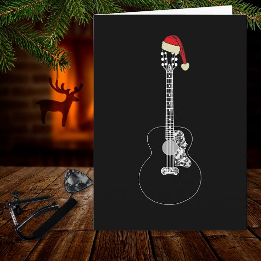 Weihnachtsgitarre cool minimalistisch schwarz-weiß karte
