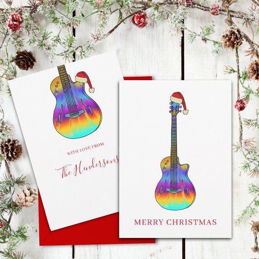 Weihnachtsgitarre cool Psychedelic Feiertagskarte