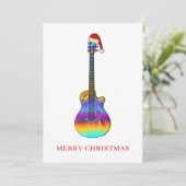 Weihnachtsgitarre cool Psychedelic Feiertagskarte (Stehend Vorderseite)