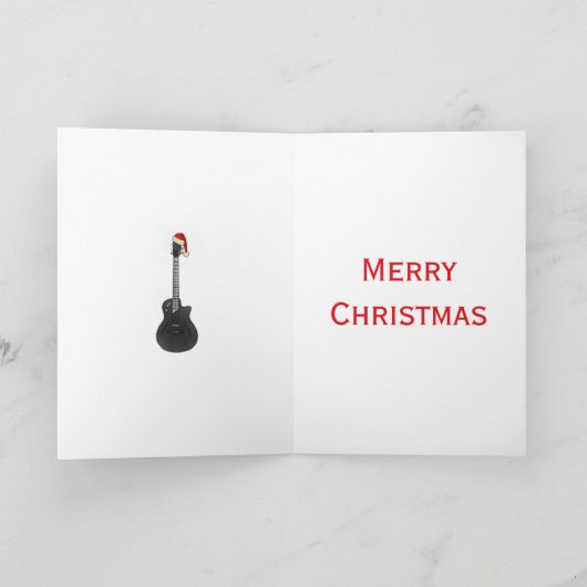 Weihnachtsgitarre Einfach Schwarz und Weiß Karte (Innenseite)