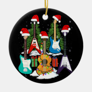 Weihnachtsgitarre Gitarrist Santa Gifts Keramik Ornament