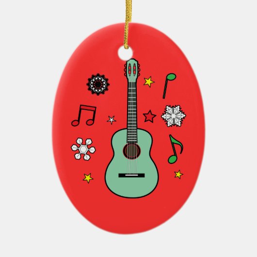 Weihnachtsgitarre Keramikornament (Vorne)