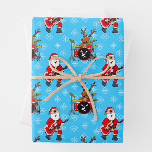 Weihnachtsgitarre Rudolf Trommeln Muster Geschenkpapier Set (Beispiel)