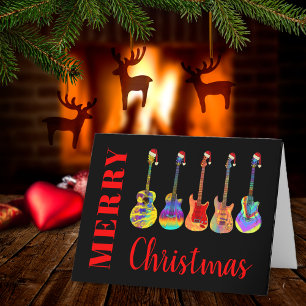 Weihnachtsgitarre Santa  Feiertagskarte