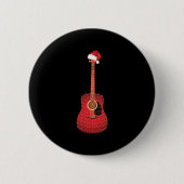 Weihnachtsgitarre-Weihnachtsmannmütze Button (Vorderseite)