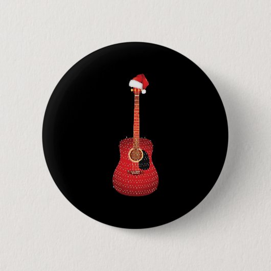 Weihnachtsgitarre-Weihnachtsmannmütze Button (Vorderseite)